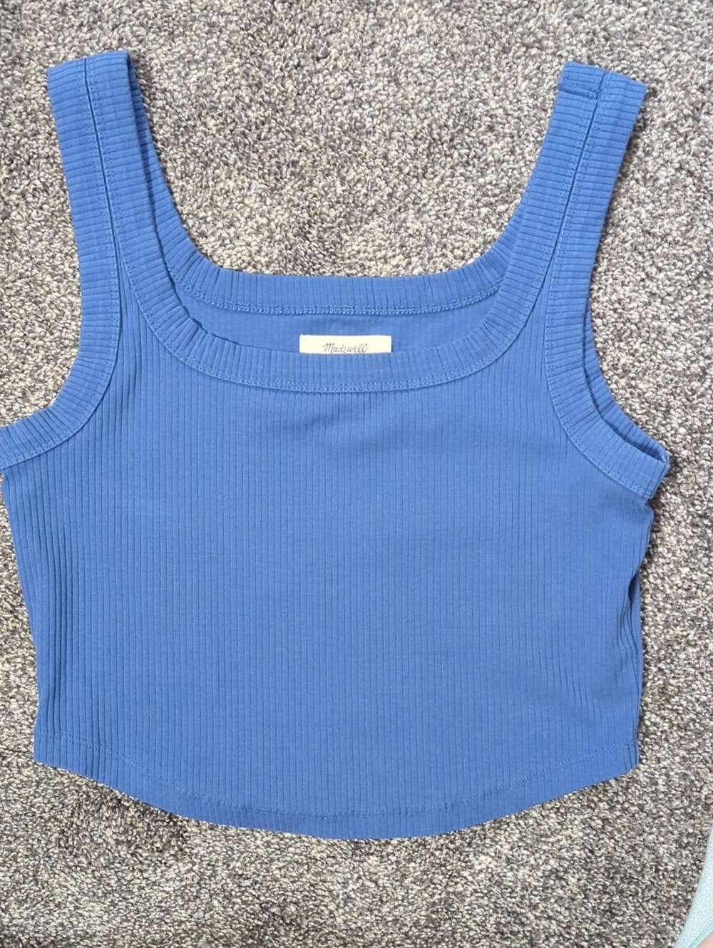 Madewell Cornflower Blue Ribbed Square-Neck Tank